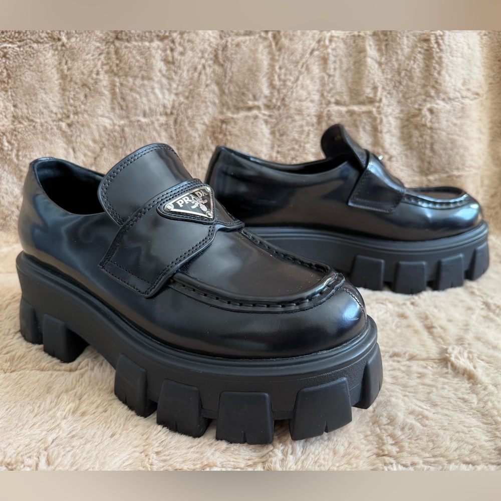Prada Monolith Platform Triangle Logo Loafers 8